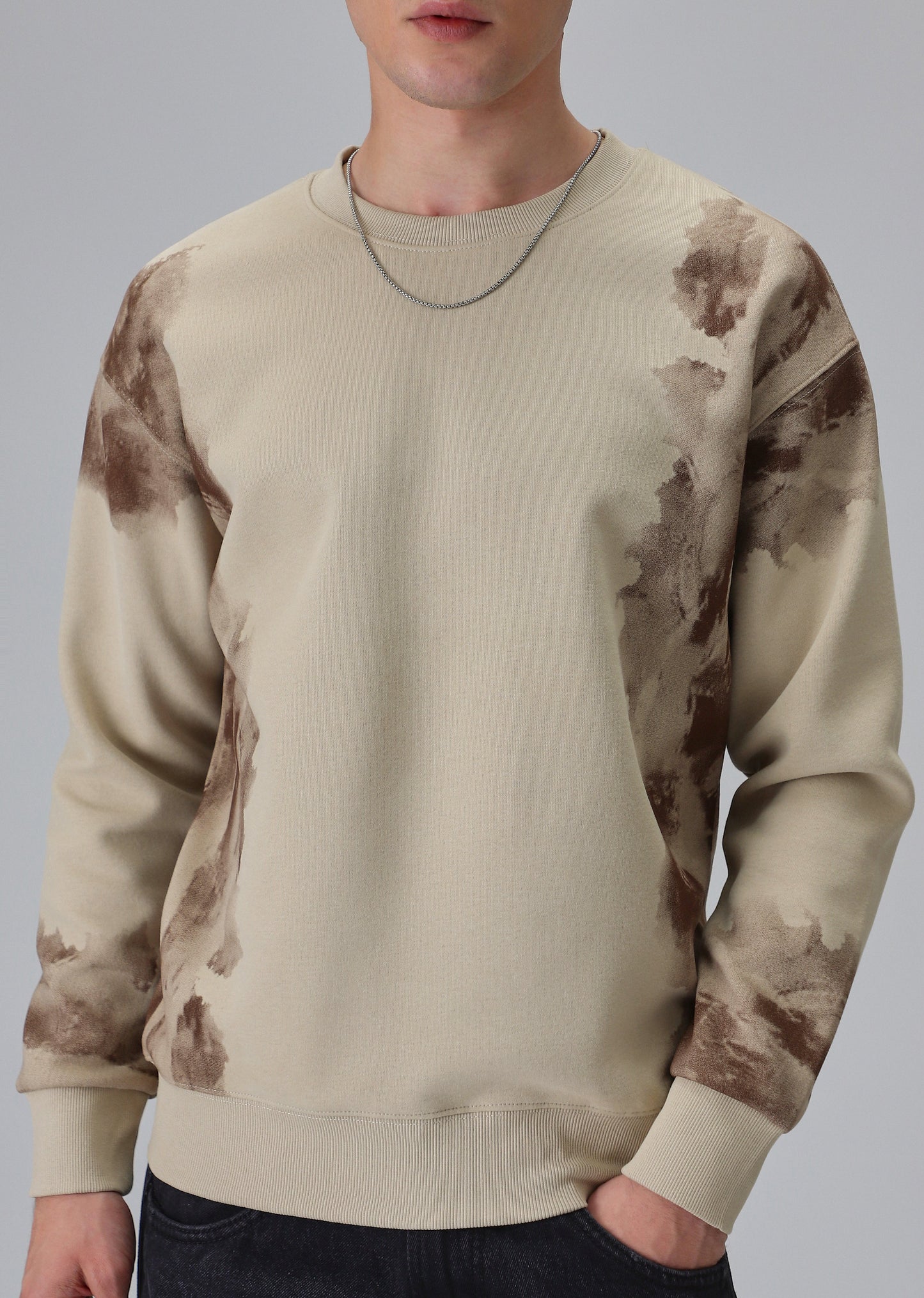 Waved Biege Sweatshirt