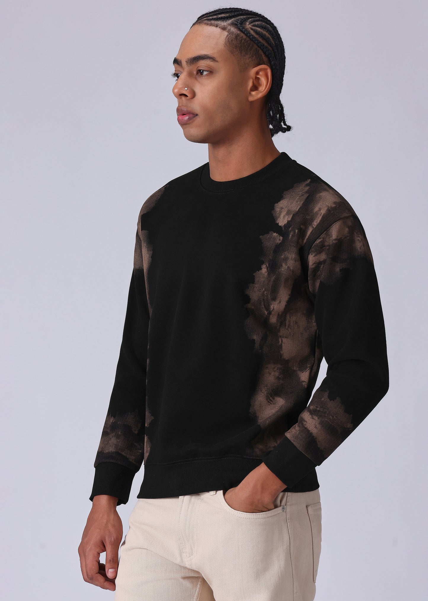 Waved Black Sweatshirt