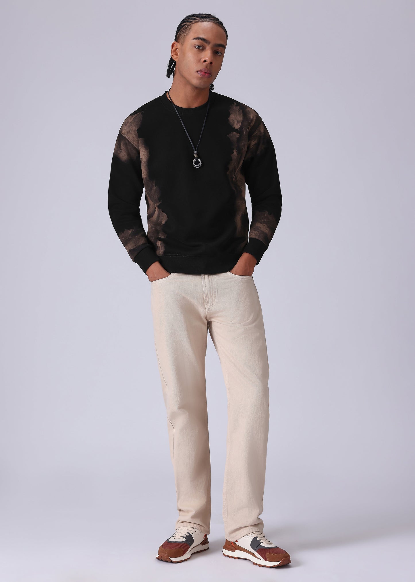 Waved Black Sweatshirt