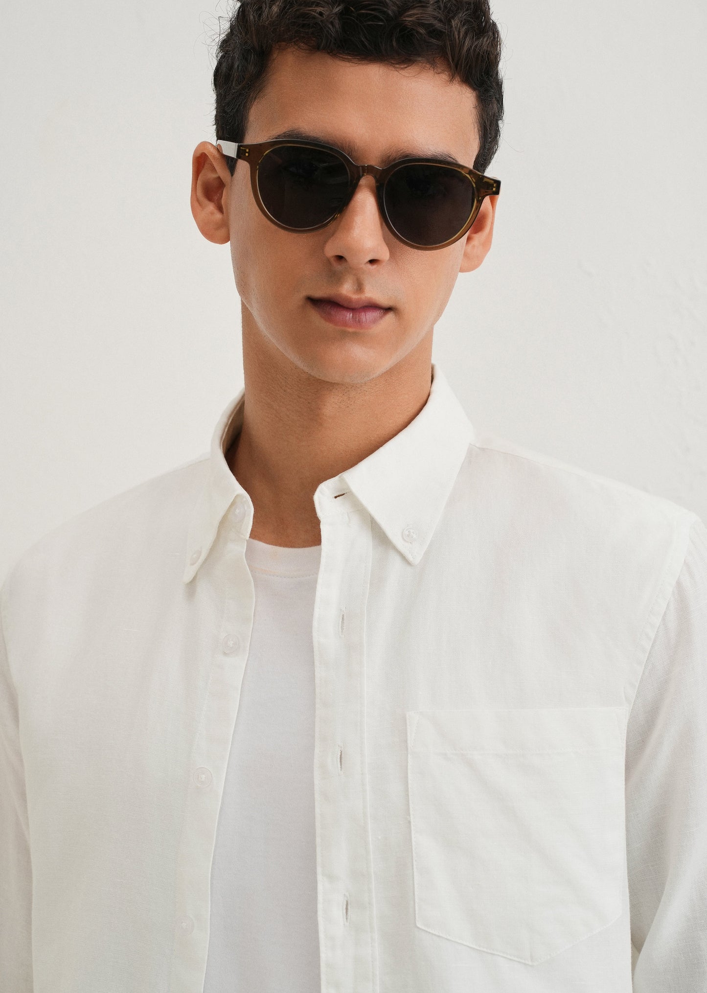 White Cotton Linen Shirt