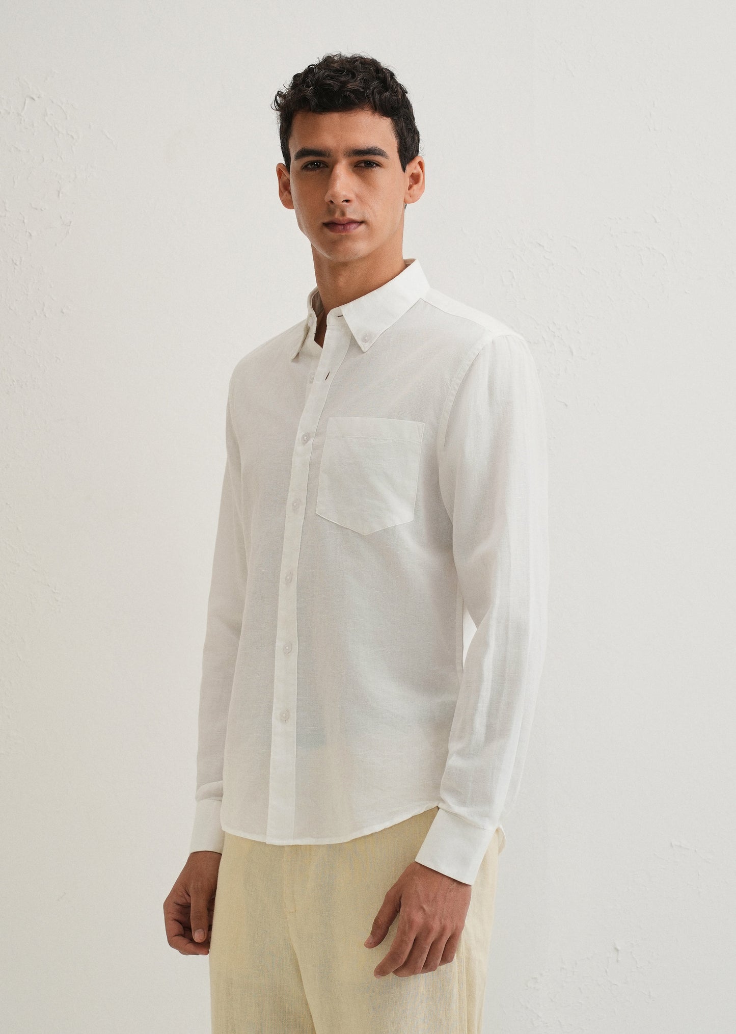White Cotton Linen Shirt