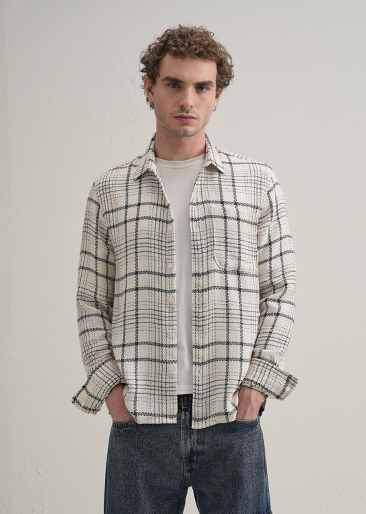 White Dobby Check Shirt