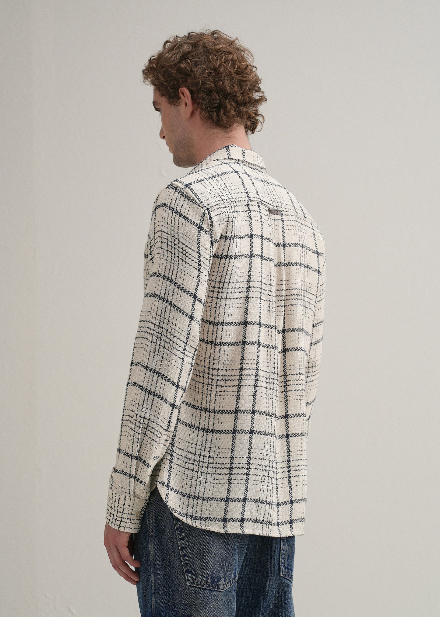 White Dobby Check Shirt