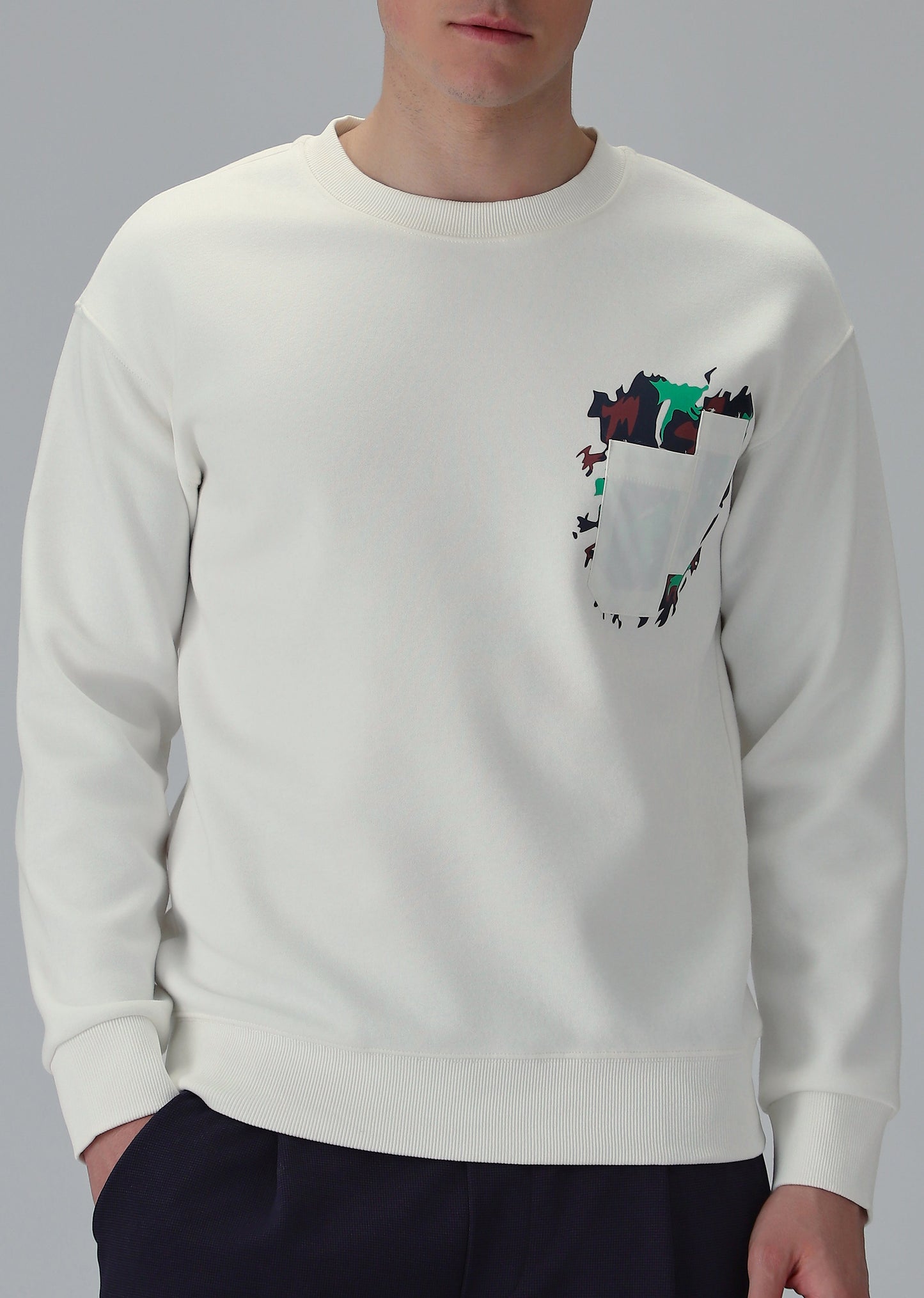 White Graphic Pocket Sweatshirt