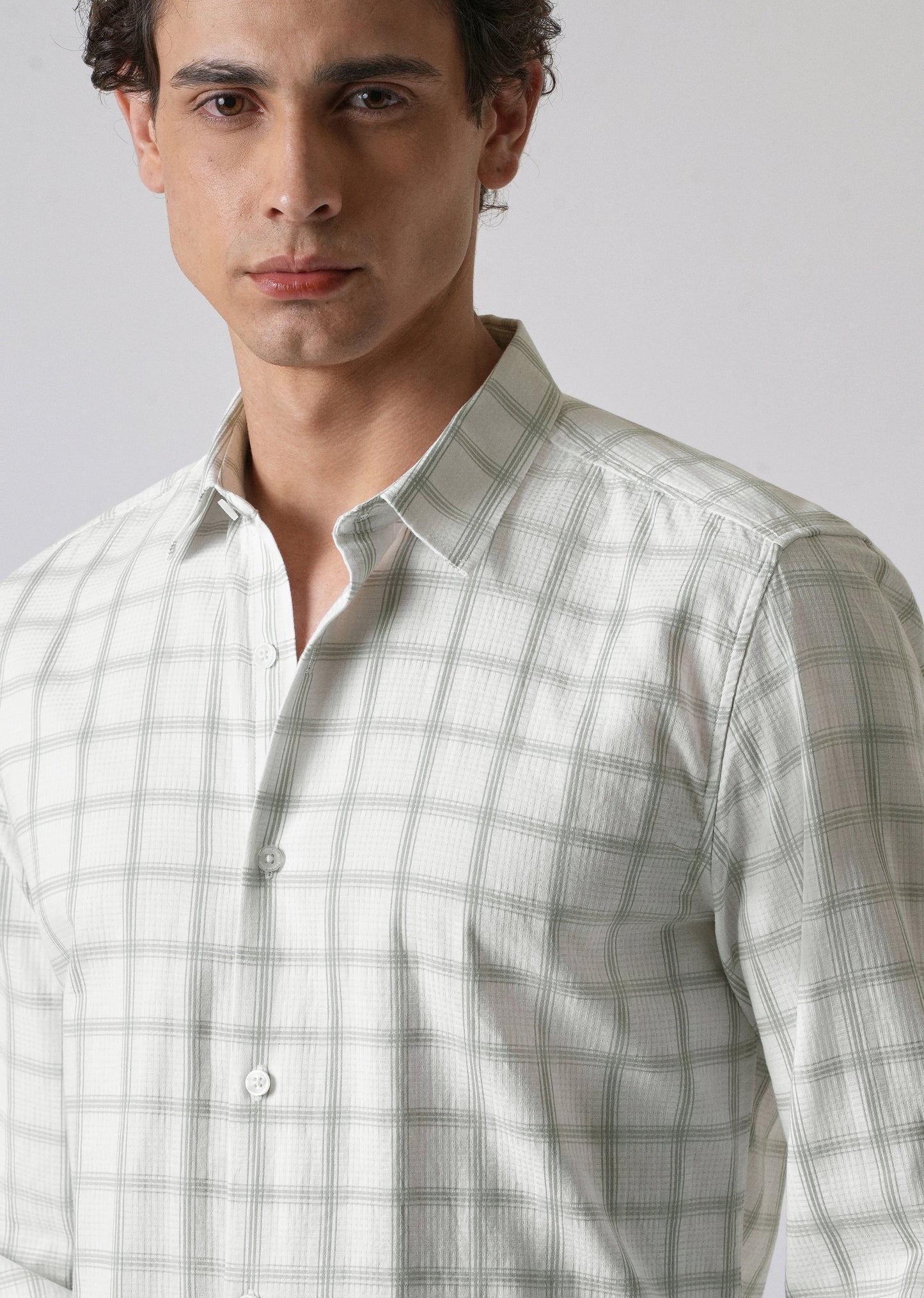 White Cotton Check Shirt