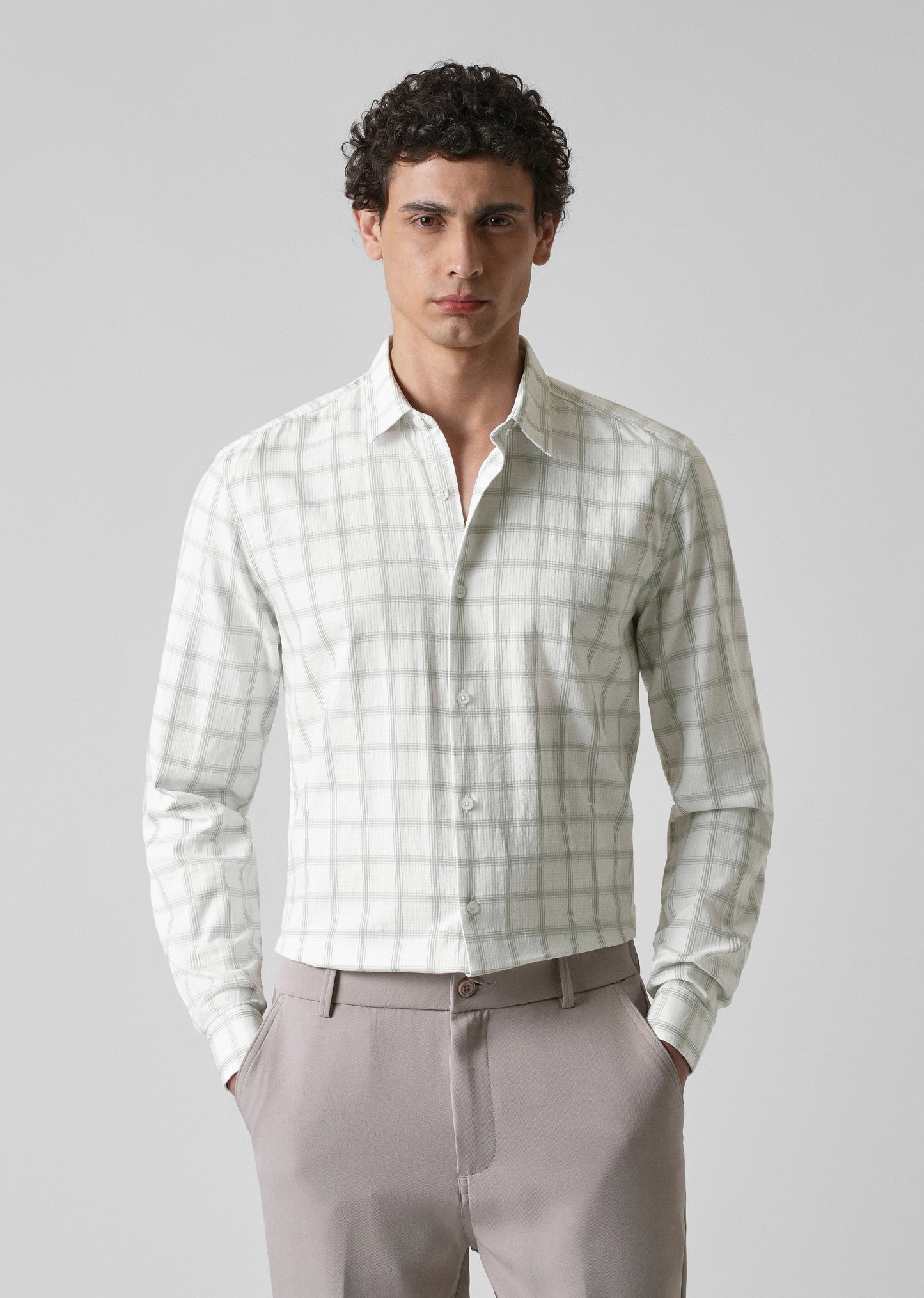 White Cotton Check Shirt