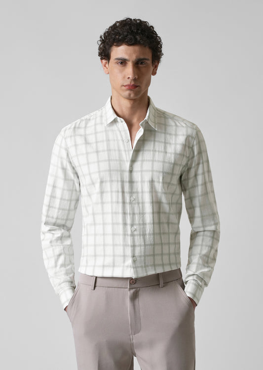 White Cotton Check Shirt