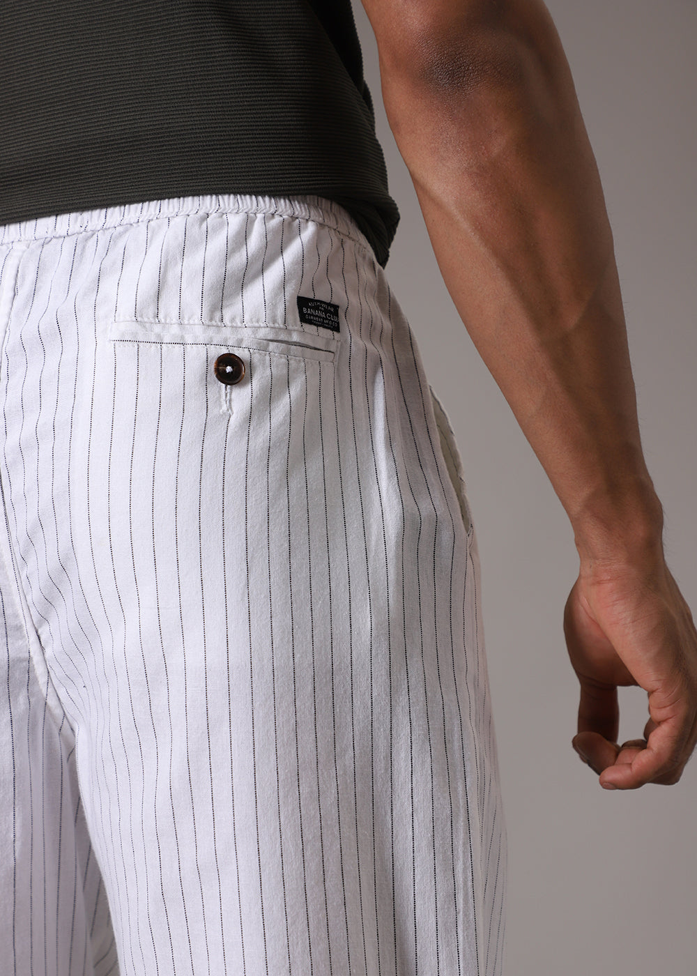 White Pin Cotton Linen Pant