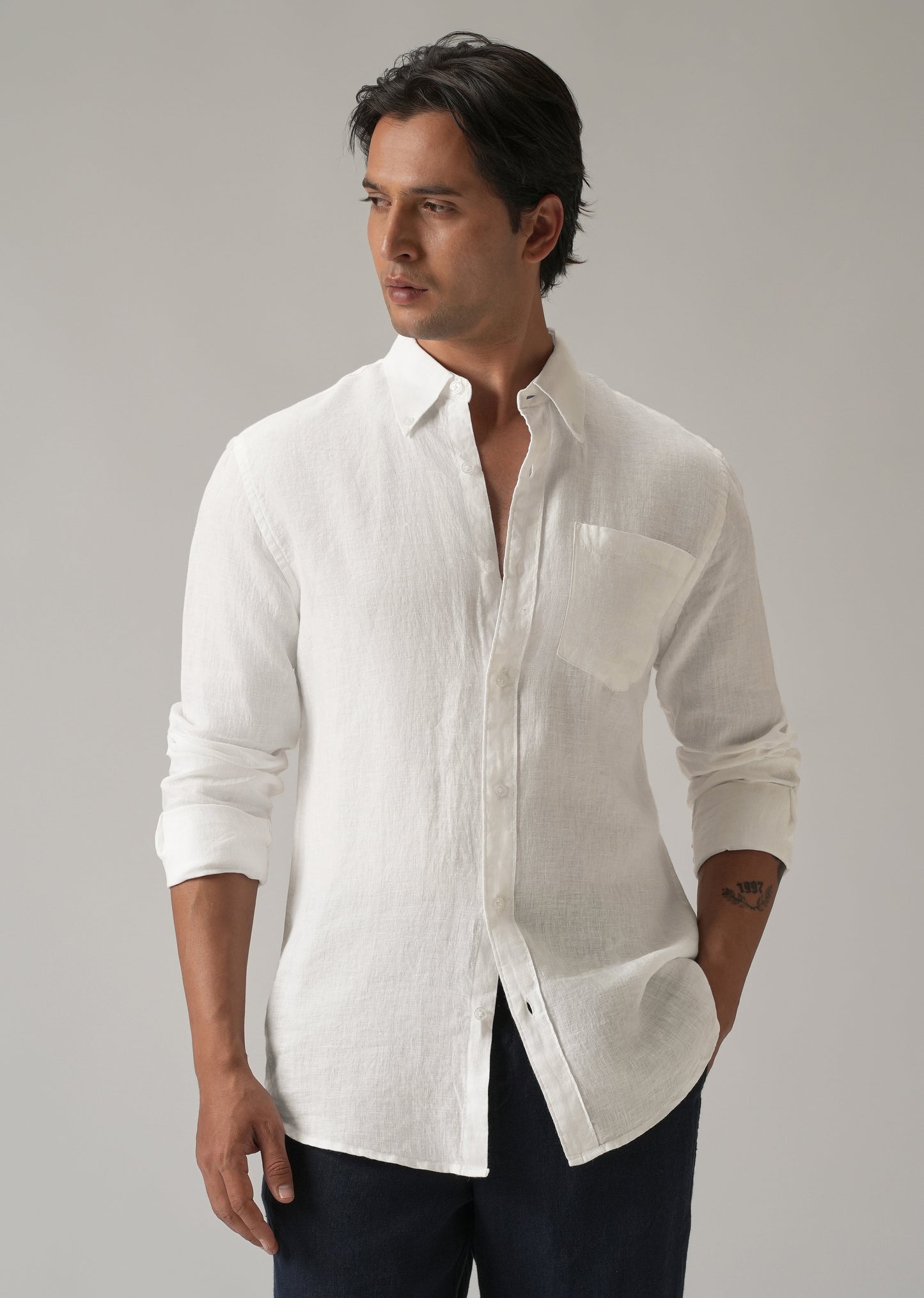 100% Pure White Linen Shirt