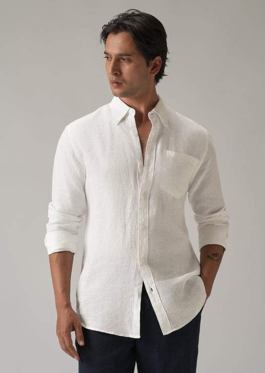 100% Pure White Linen Shirt