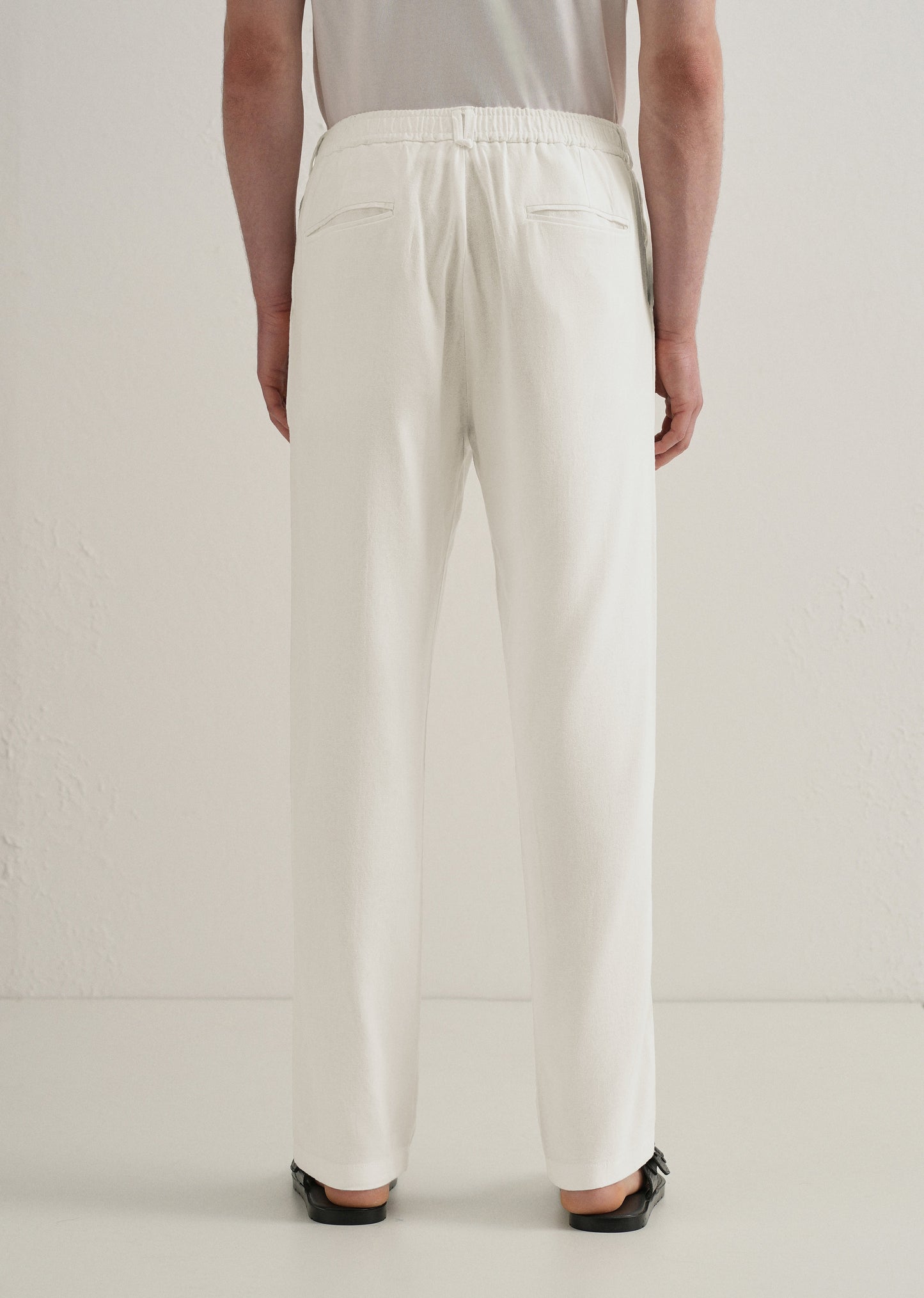White Relaxed Fit Blended Linen Trouser