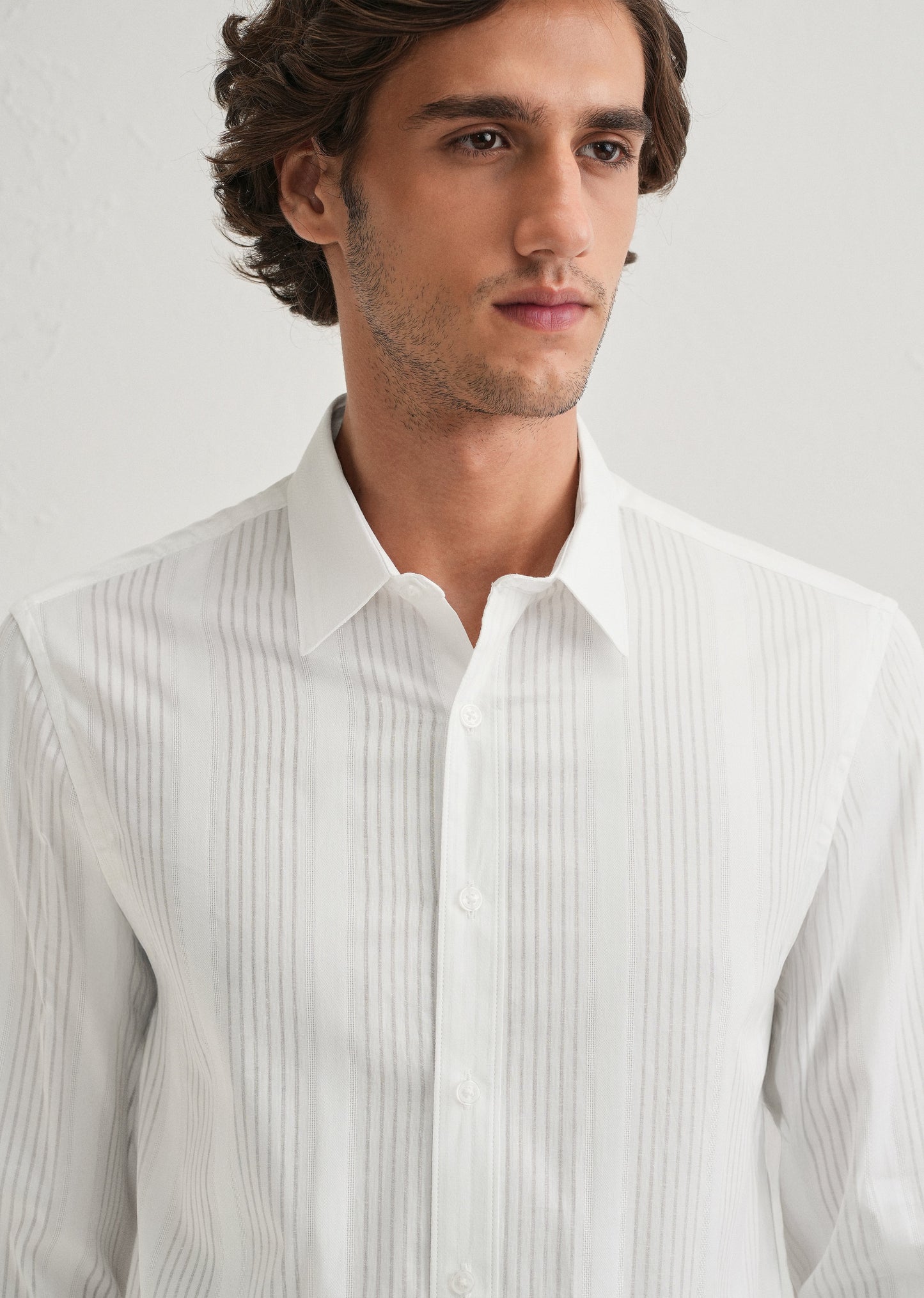 White Self Striped Shirt