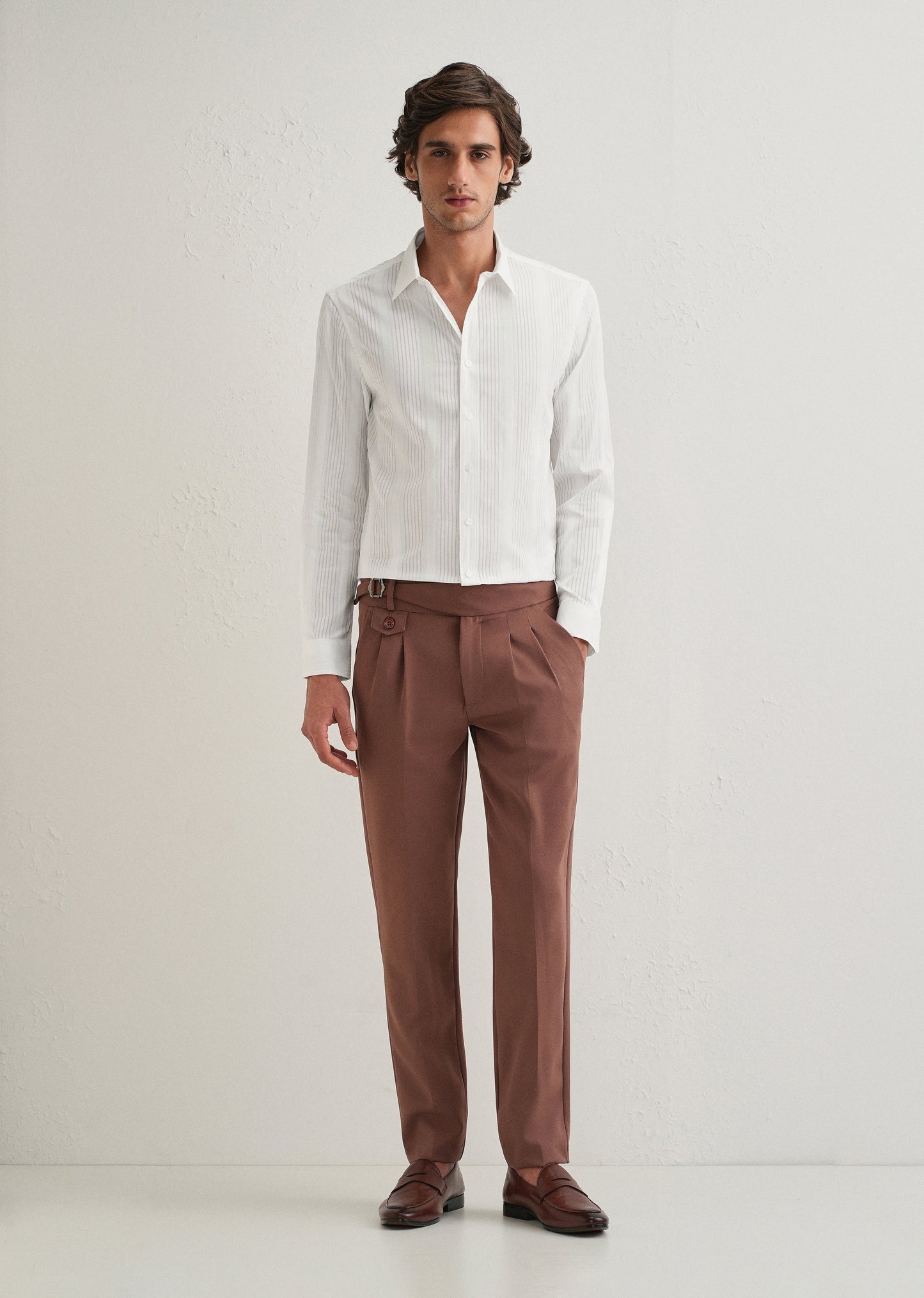 White Self Striped Shirt