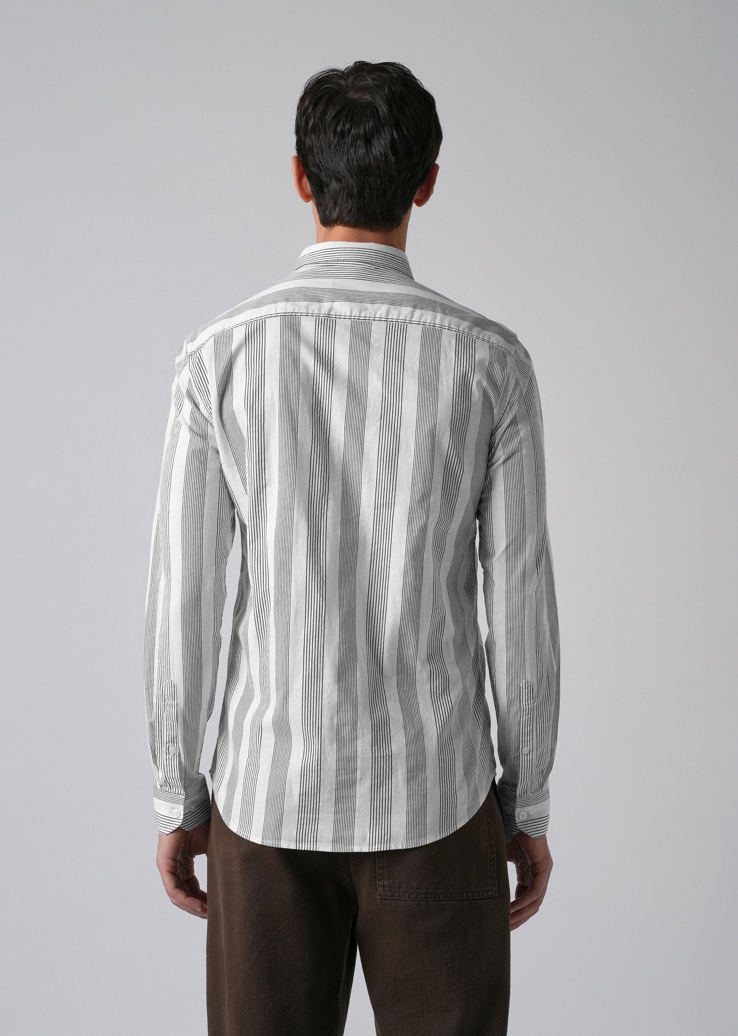 White Vertical Pin Stripe Cotton/Linen Shirt