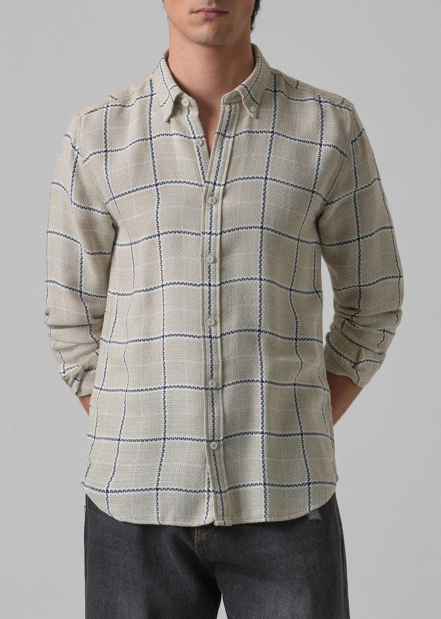 Widegrid Cream Check Shirt