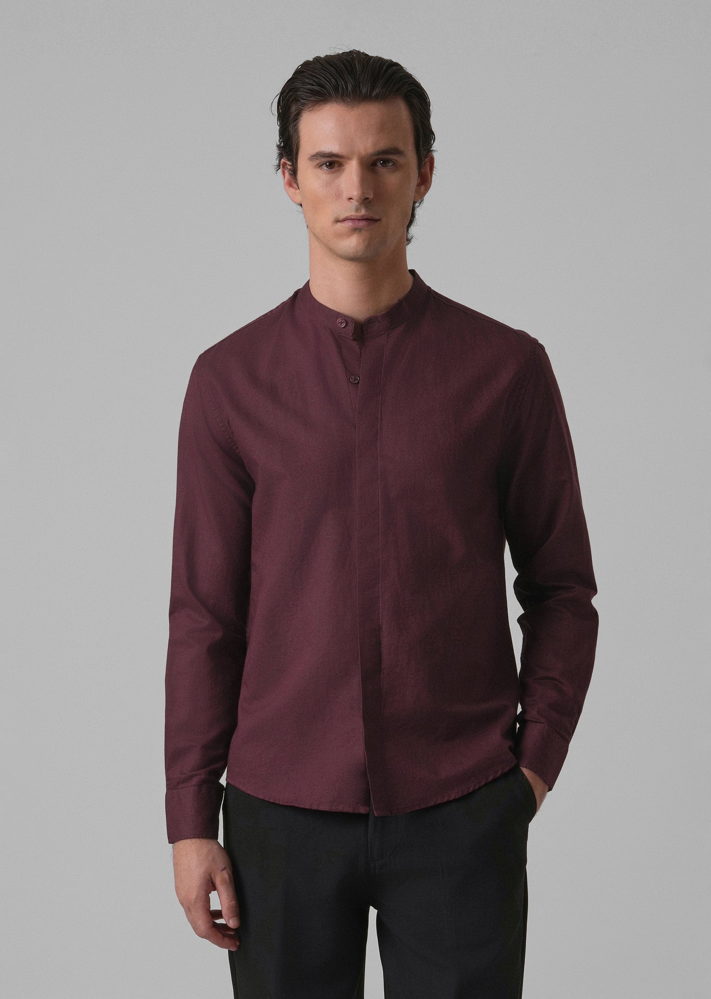 Wine Cotton Linen Shirt