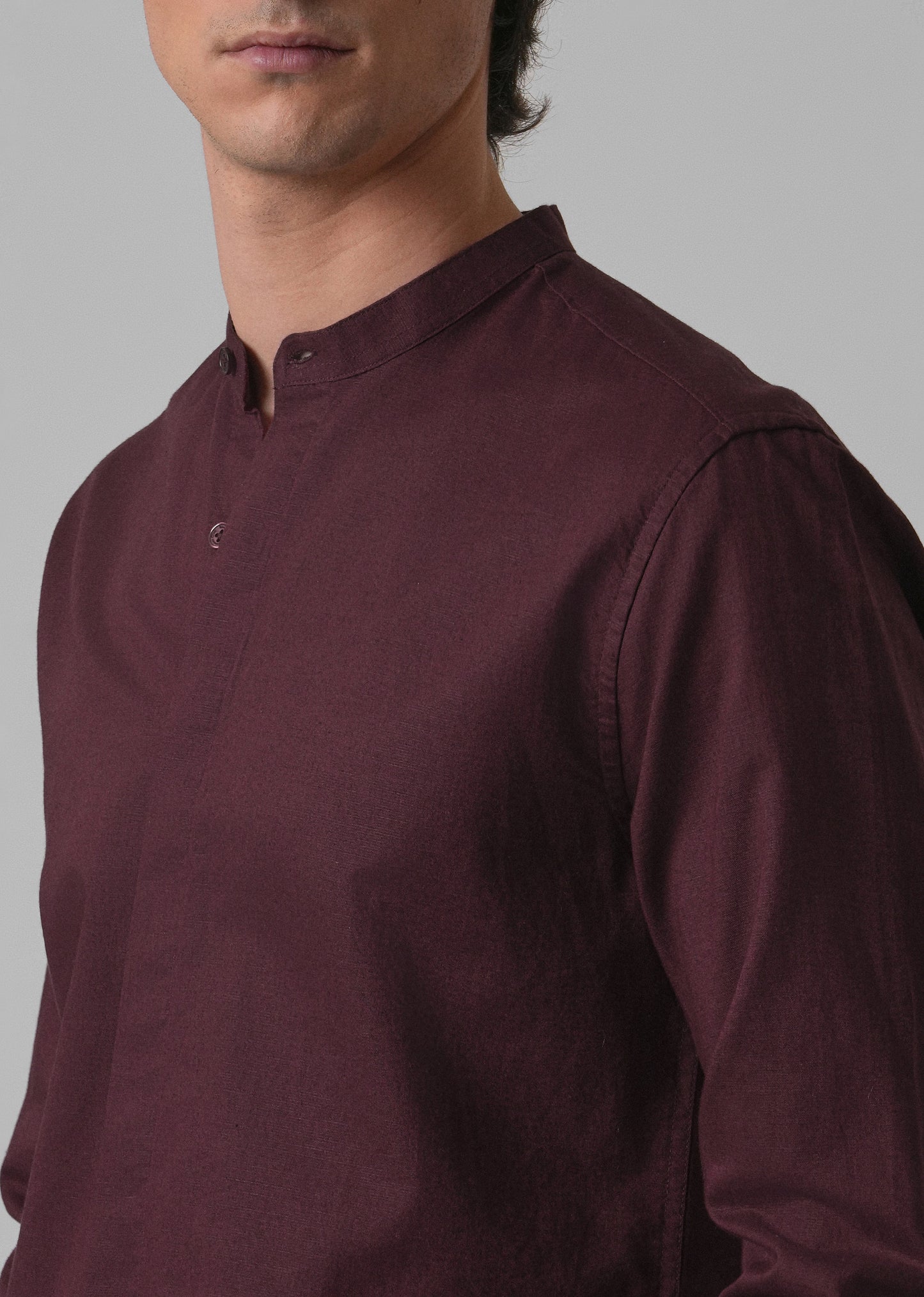Wine Cotton Linen Shirt