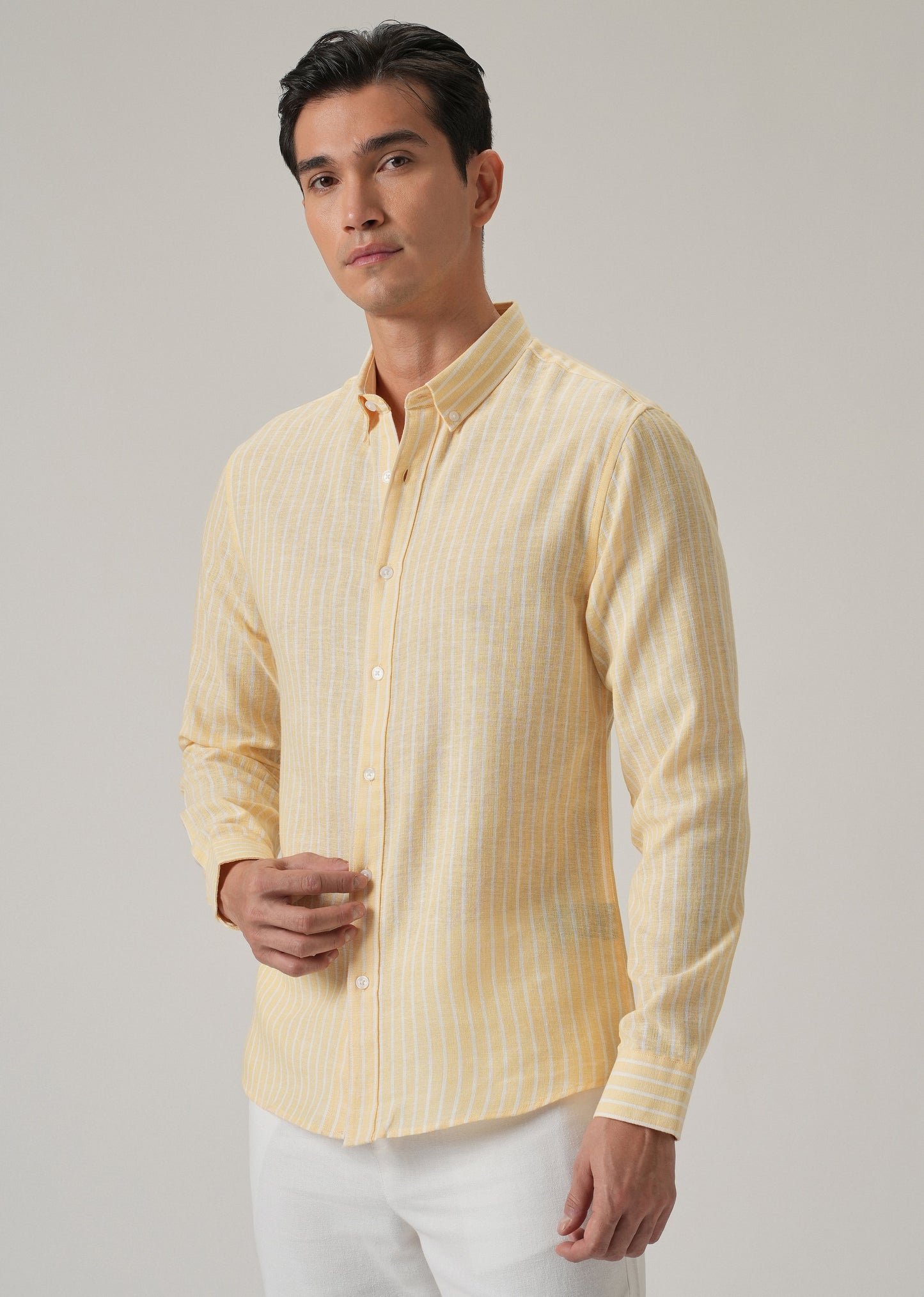 Yellow Stripe Linen Shirt