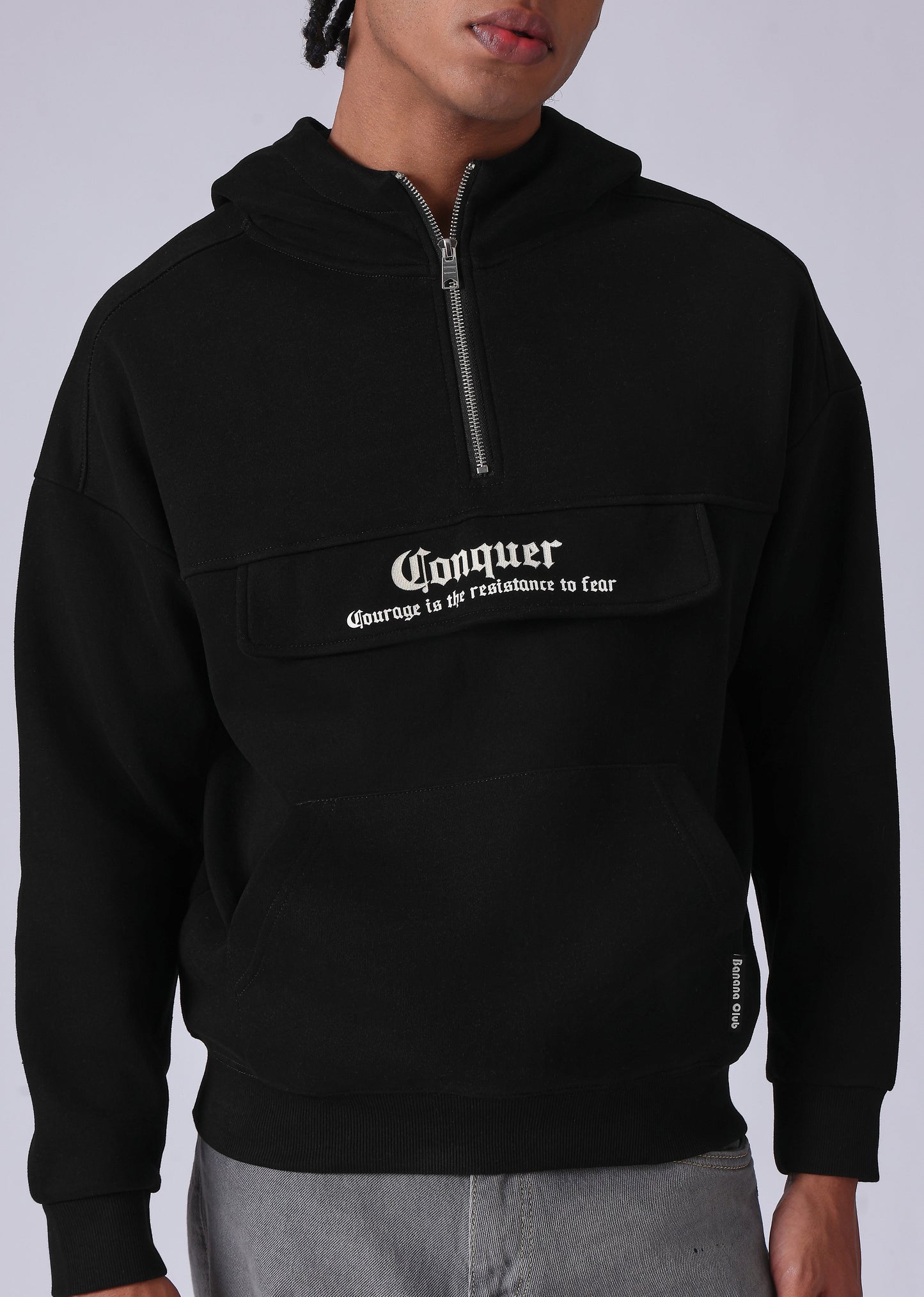 Zipped Style Black Hoodie