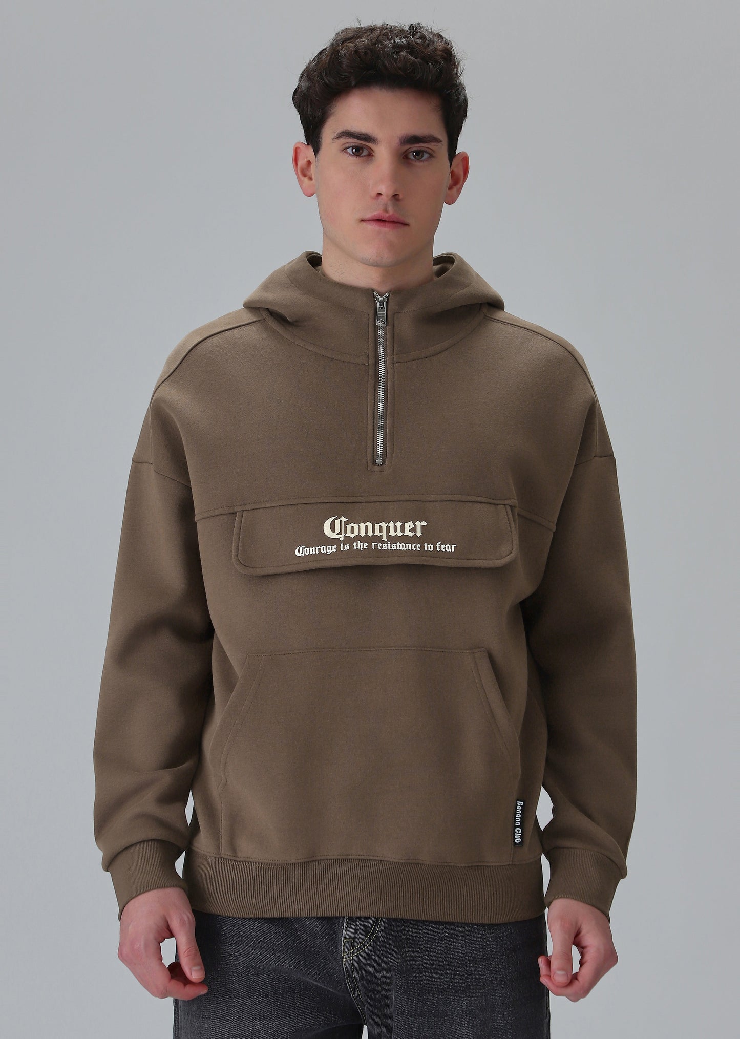 Zipper Style Brown Hoodie