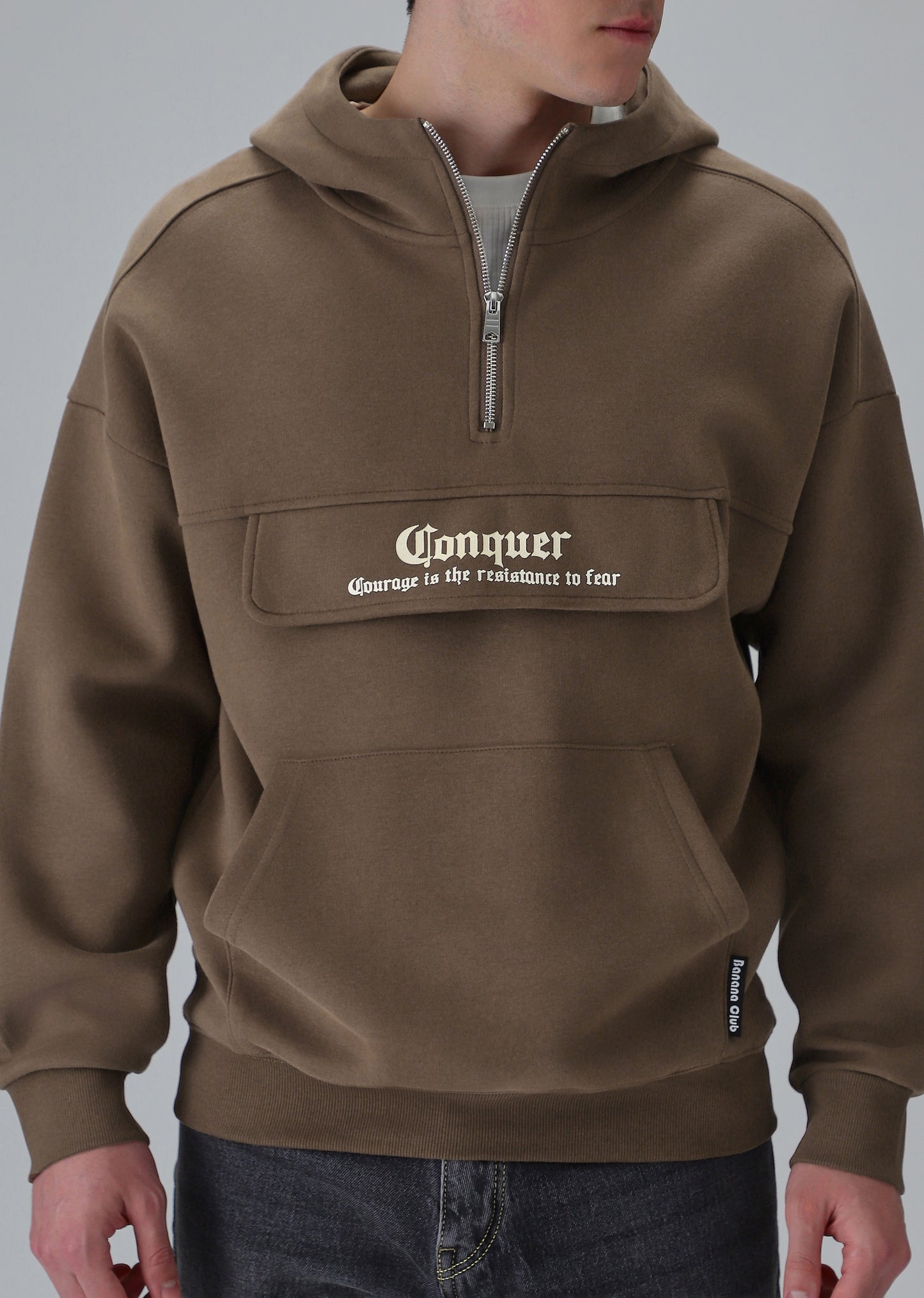 Zipper Style Brown Hoodie