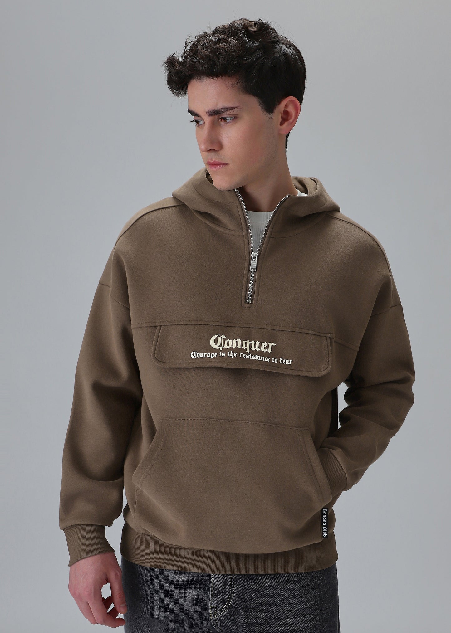 Zipper Style Brown Hoodie
