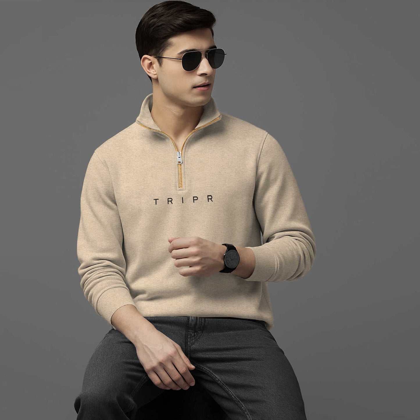 Men Full Sleeve High Neck Quarter Zip 5 Variants Sweatshirt