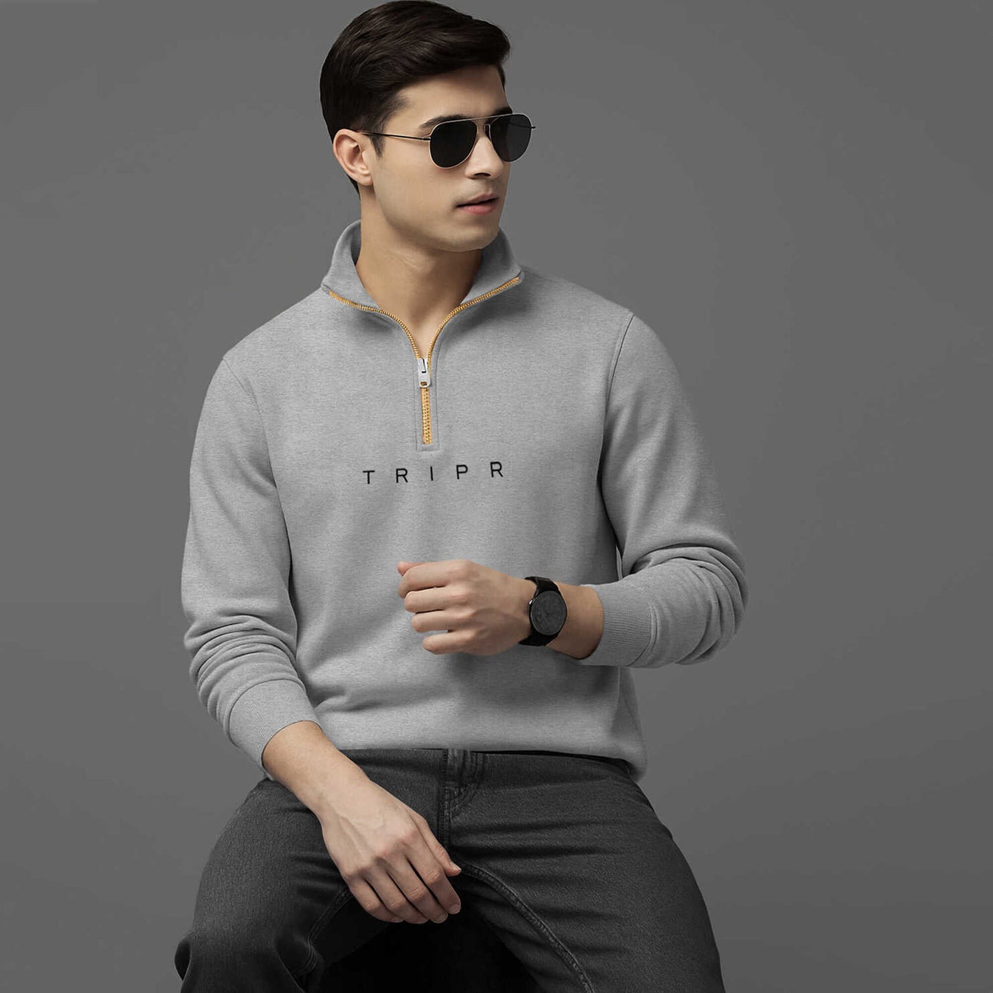Men Full Sleeve High Neck Quarter Zip 5 Variants Sweatshirt