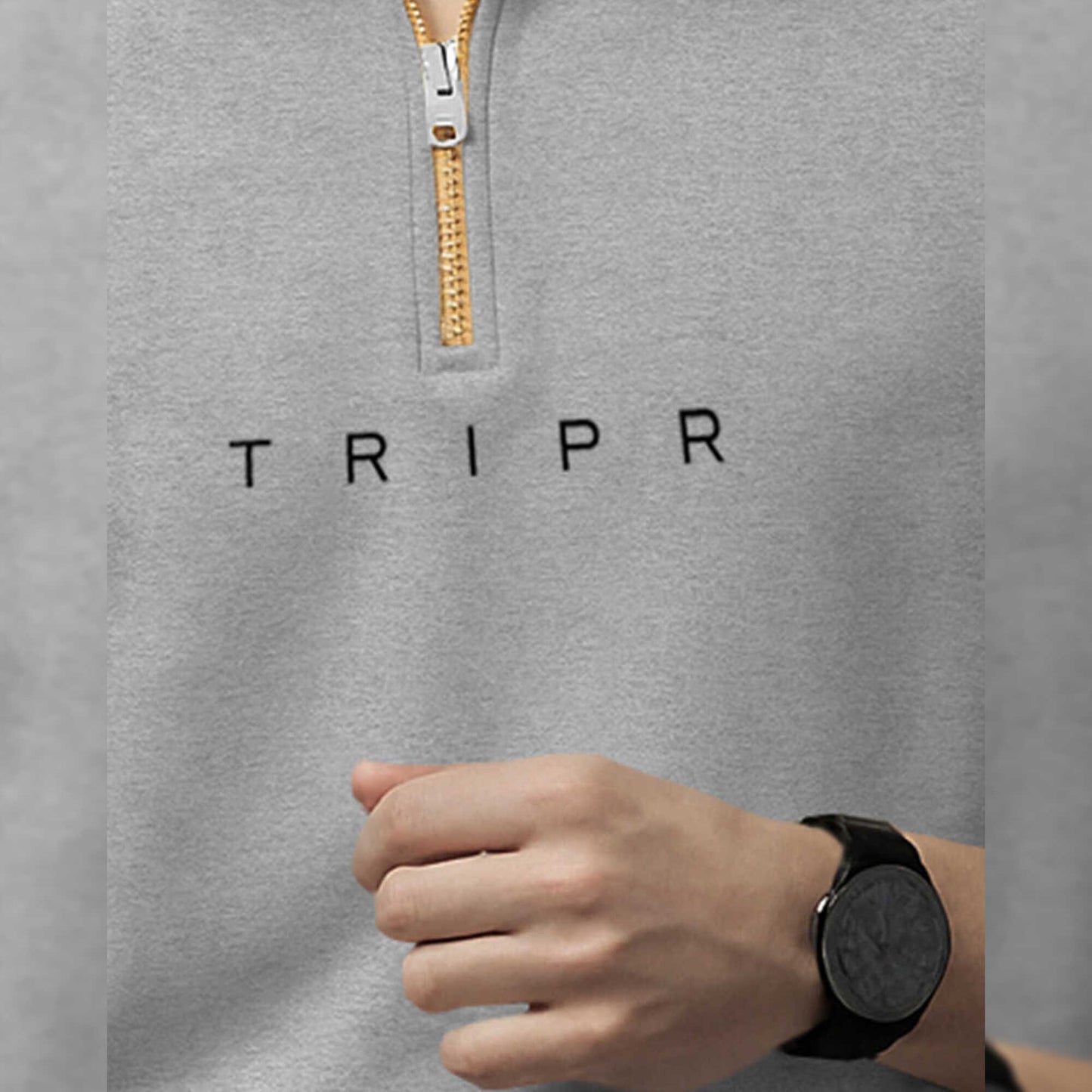 Men Full Sleeve High Neck Sweatshirt Grey