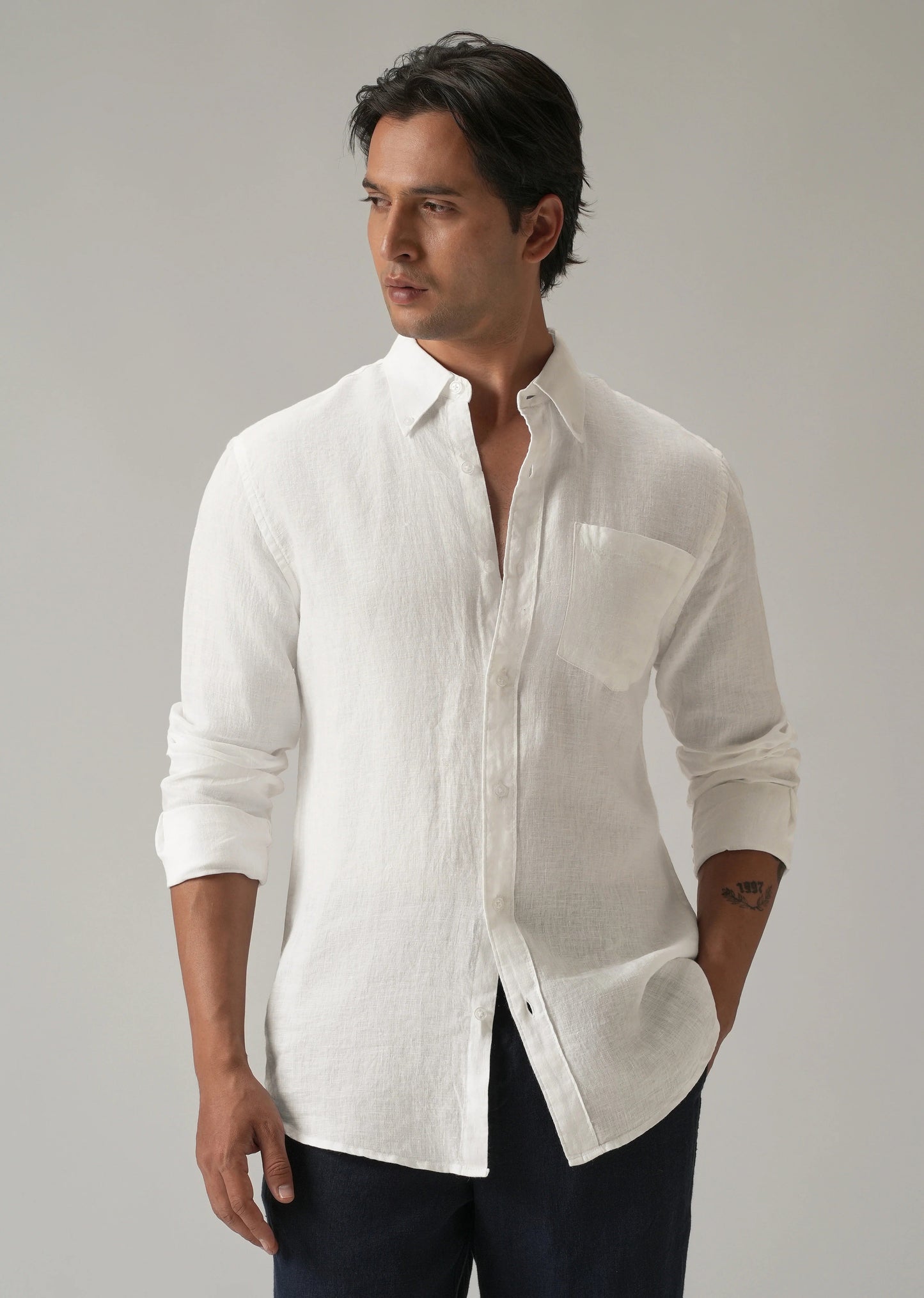 100% Pure White Linen Shirt for Men | Timeless Elegance & Breathable Comfort