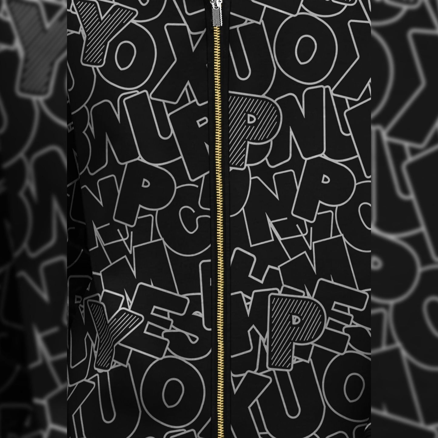 Black And White High Neck All Over Printed Jacket