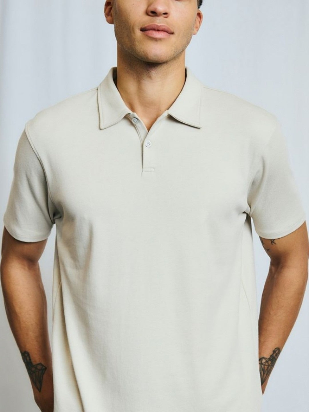 White Polo Collar Short Sleeves T-Shirt for Men