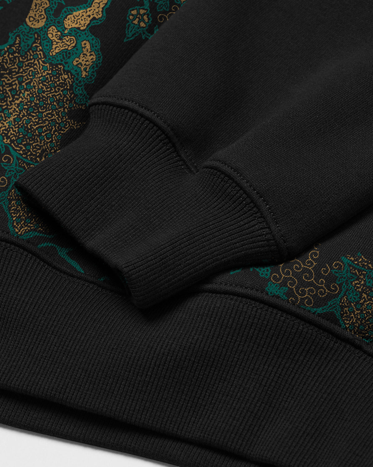 Men Black Floral Printed Hooded Sweatshirt