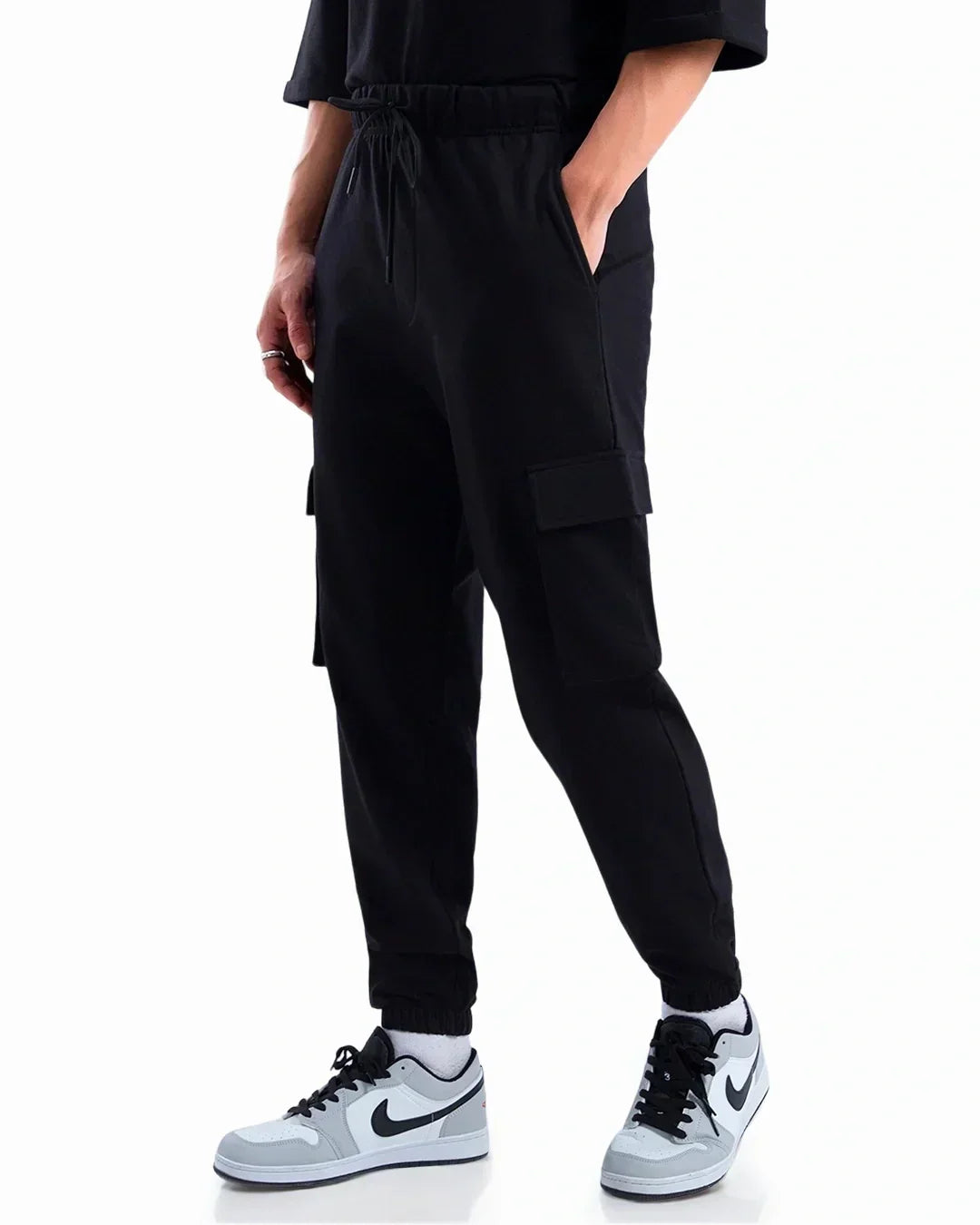 Men's Black Oversized Cargo Joggers