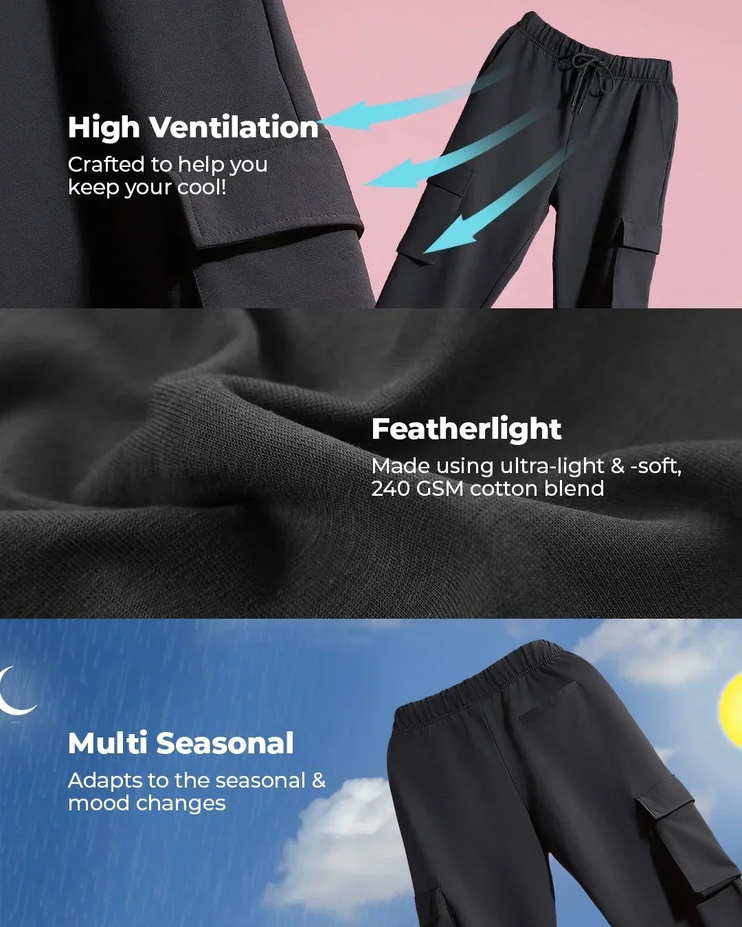 Men's Black Oversized Cargo Joggers