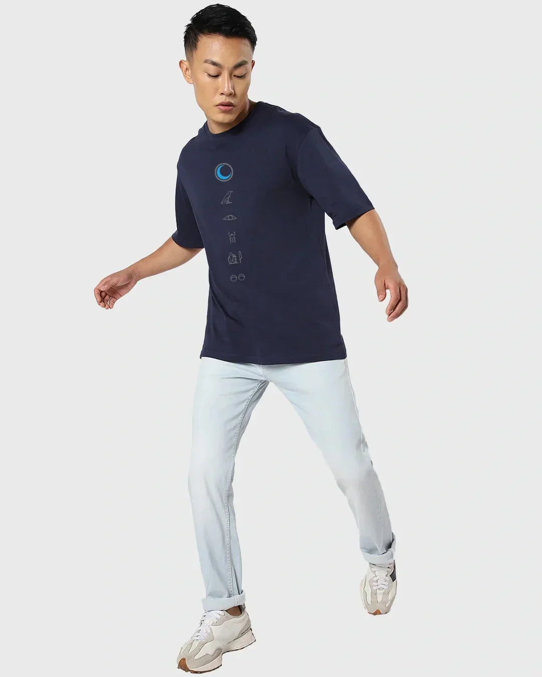 Men's Blue Marvel Moon Knight Graphic Printed Oversized T-shirt