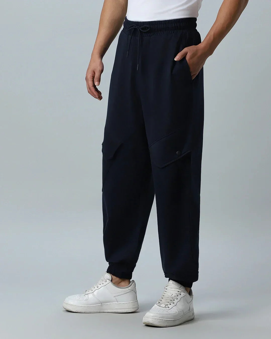 Men's Blue Oversized Cargo Joggers