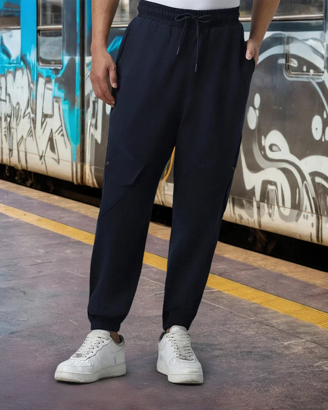 Men's Blue Oversized Cargo Joggers