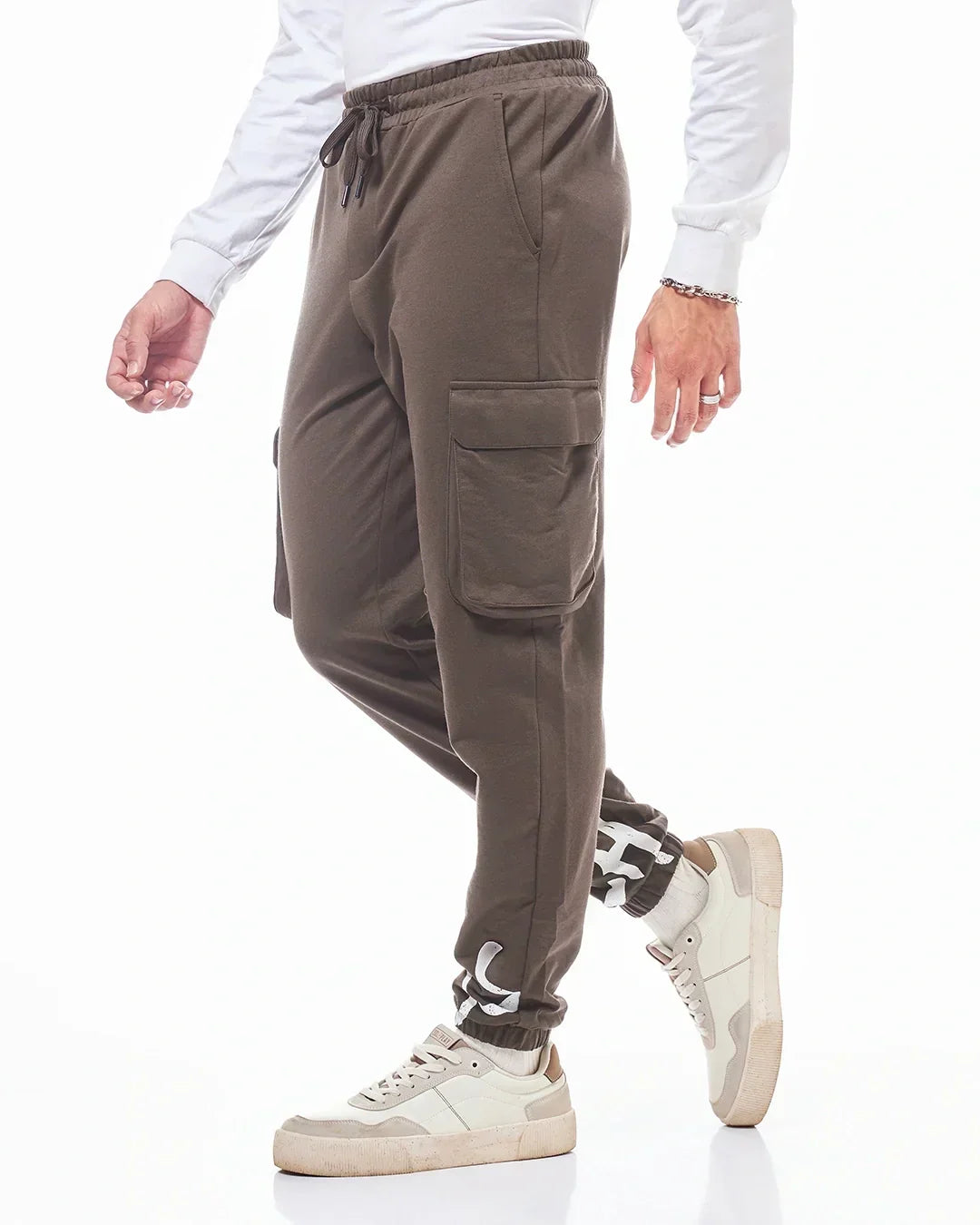 Men's Brown Chaos Typography Cargo Joggers