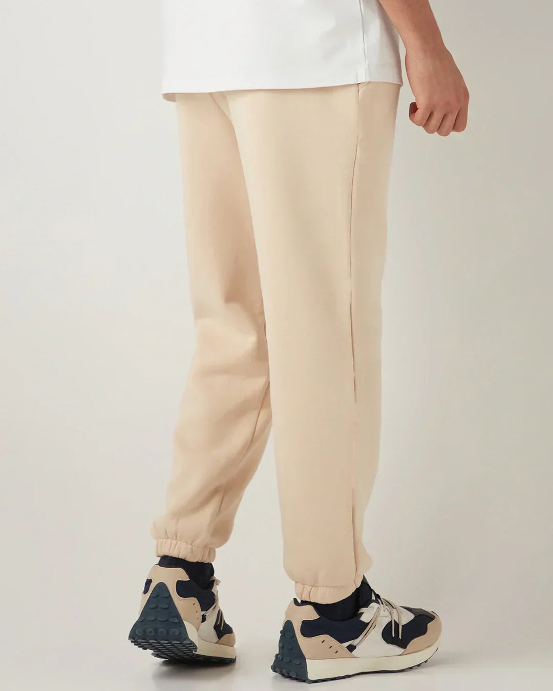 Men's Beige Oversized Brushed Joggers