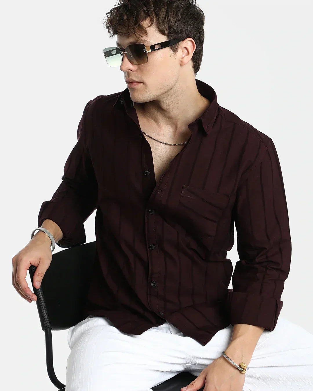 Men's Brown Striped Shirt