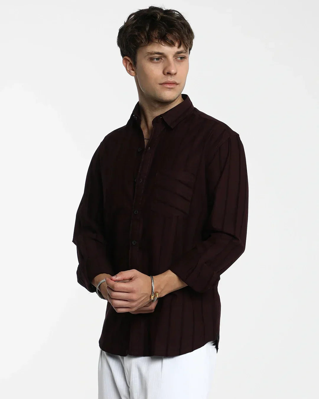 Men's Brown Striped Shirt