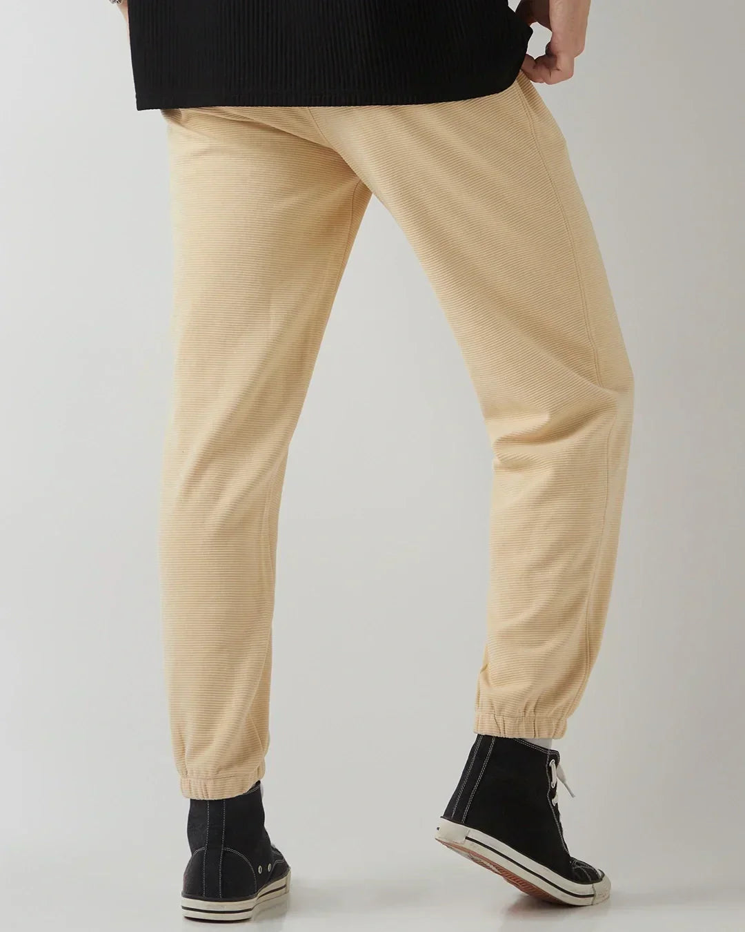 Men's Beige Textured Joggers