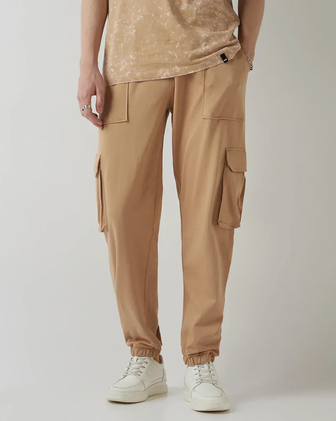 Men's Ginger Root Brown Oversized Cargo Joggers