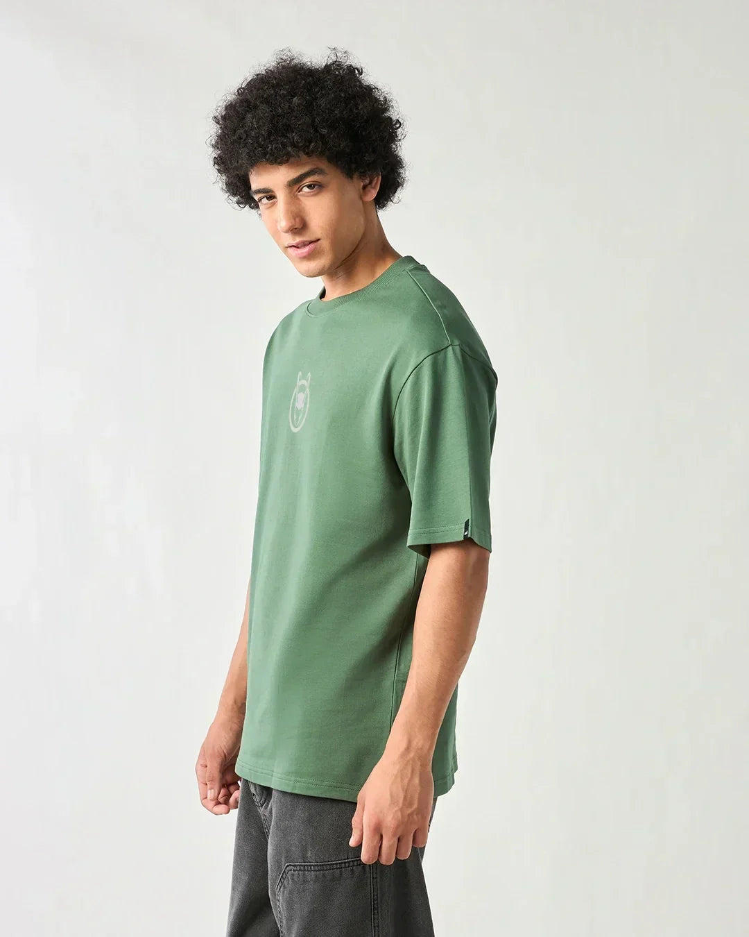 Men's Green Loki Graphic Printed Oversized T-shirt