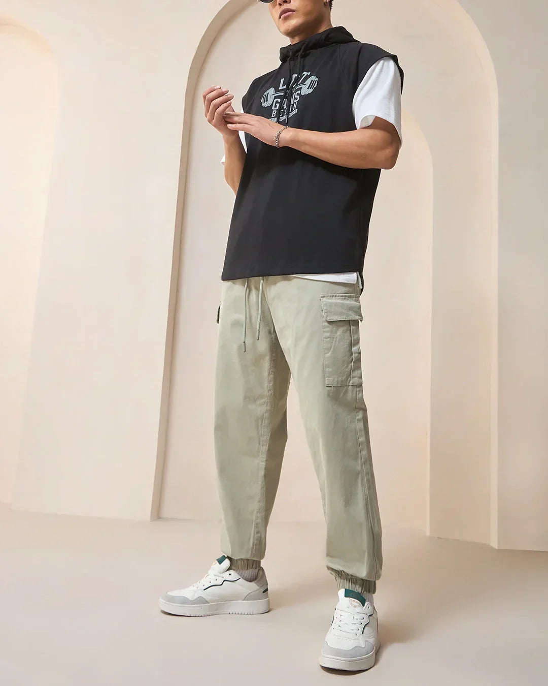 Men's Green Oversized Cargo Jogger Pants