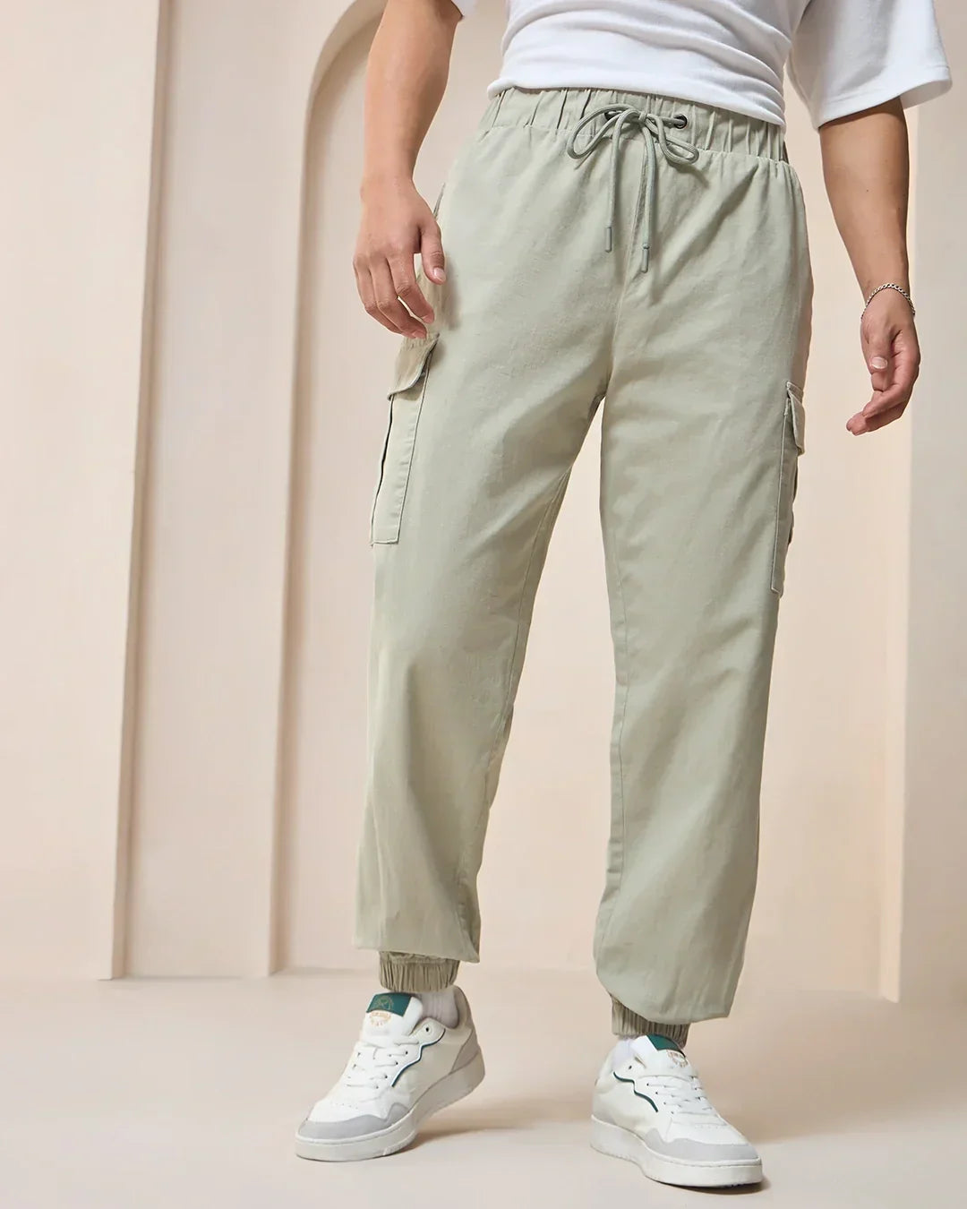 Men's Green Oversized Cargo Jogger Pants