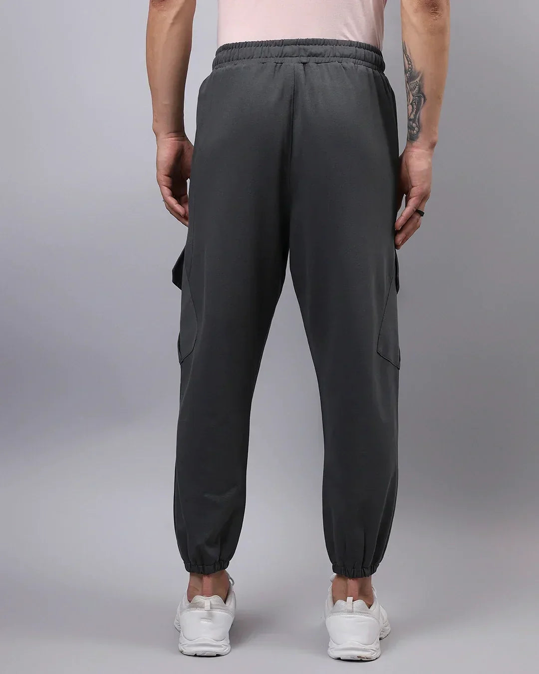 Men's Grey Super Loose Fit Cargo Joggers