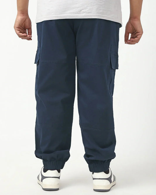 Men's Navy Blue Oversized Plus Size Cargo Jogger Pants