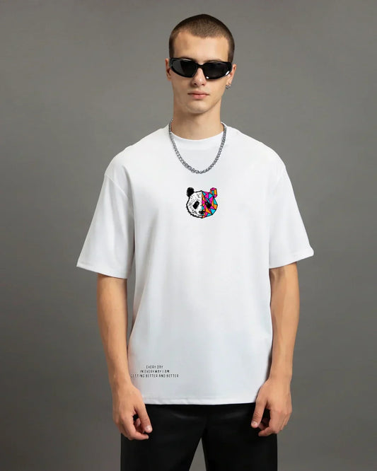 Men's White Better & Better Graphic Printed Oversized T-shirt